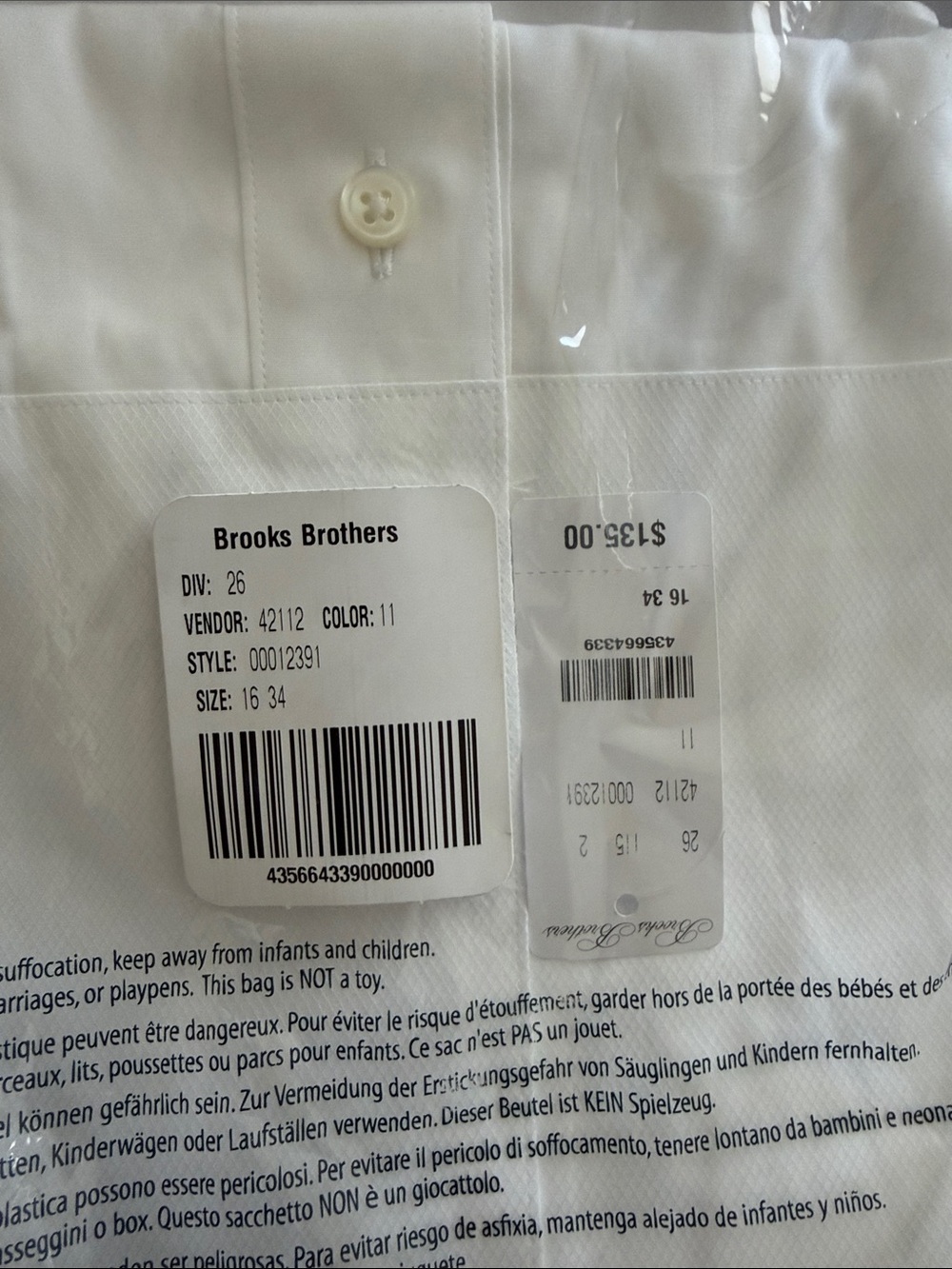 Brooks Brothers White Regent Fit Point-Collar Tuxedo Shirt - Picture 2 of 2